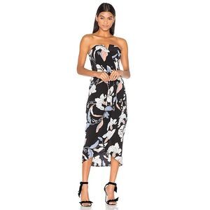 ▪️|EUC| YUMI KIM Silk Floral Glamour Night Midi Dress Eastern Garden Black